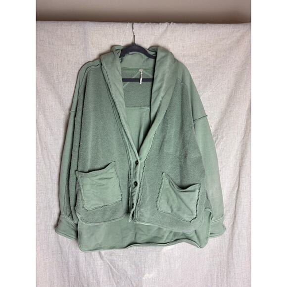 Free People Jordan Reverse Fleece Shacket Bleached Military Sz. XS - Picture 4 of 11